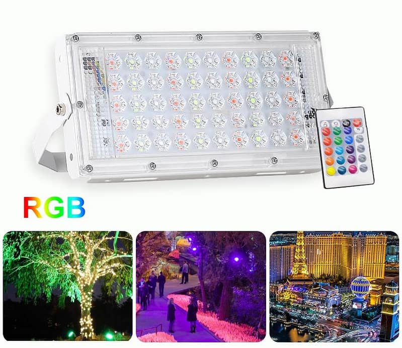 RGB flood light with remote control 50W LED waterproof IP66 ultra ligh 1