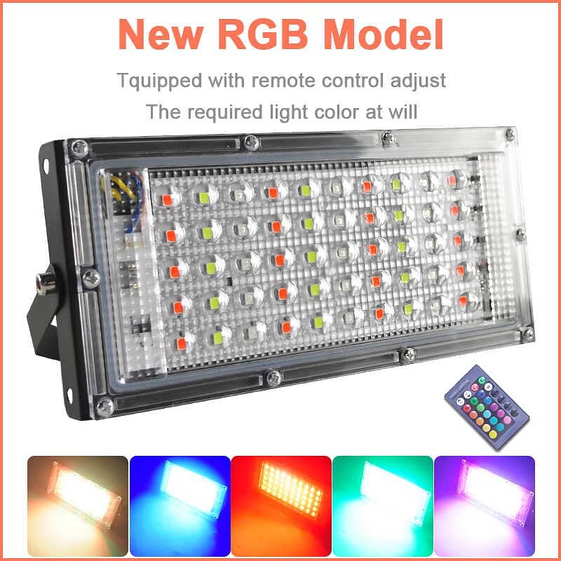 RGB flood light with remote control 50W LED waterproof IP66 ultra ligh 7