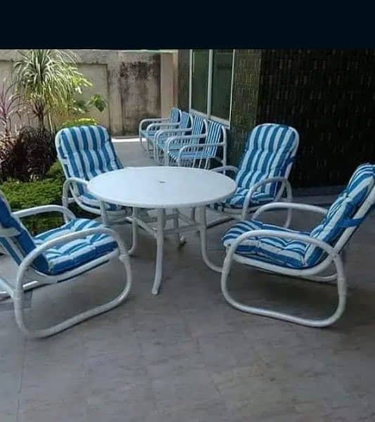 Outdoor Garden Furniture PVC pipe 4 chairs + 1 Table set 3