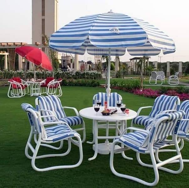 Outdoor Garden Furniture PVC pipe 4 chairs + 1 Table set 6