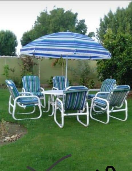Outdoor Garden Furniture PVC pipe 4 chairs + 1 Table set 9