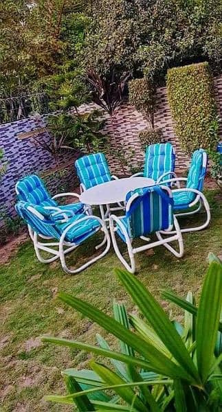 Outdoor Garden Furniture PVC pipe 4 chairs + 1 Table set 10