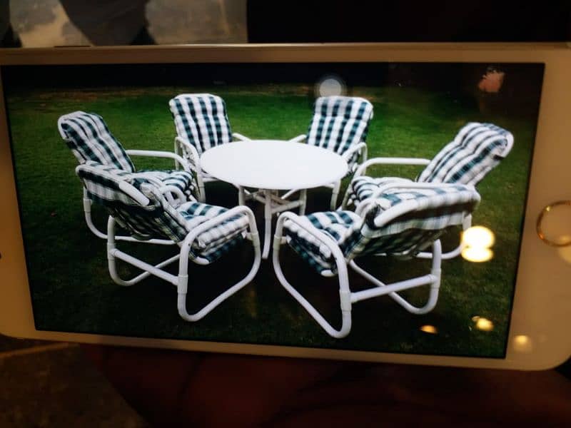 Outdoor Garden Furniture PVC pipe 4 chairs + 1 Table set 15