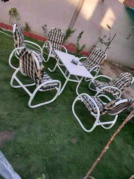Outdoor Garden Furniture PVC pipe 4 chairs + 1 Table set 16