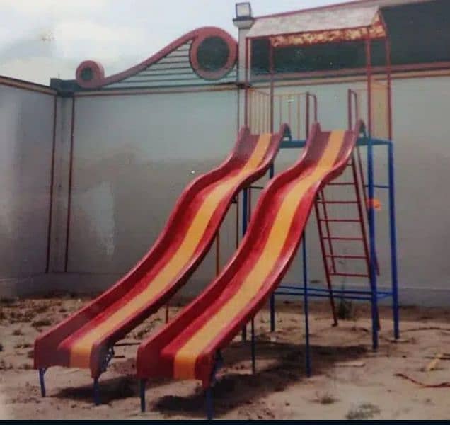 play ground swings and roof parking shade. 7