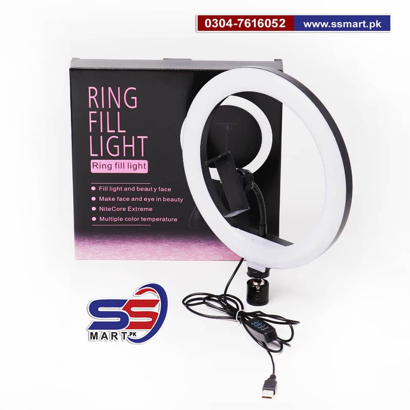 Ring Light and Mobile Holder 26 cm Metal Ball-head (3 Colors Modes) 2
