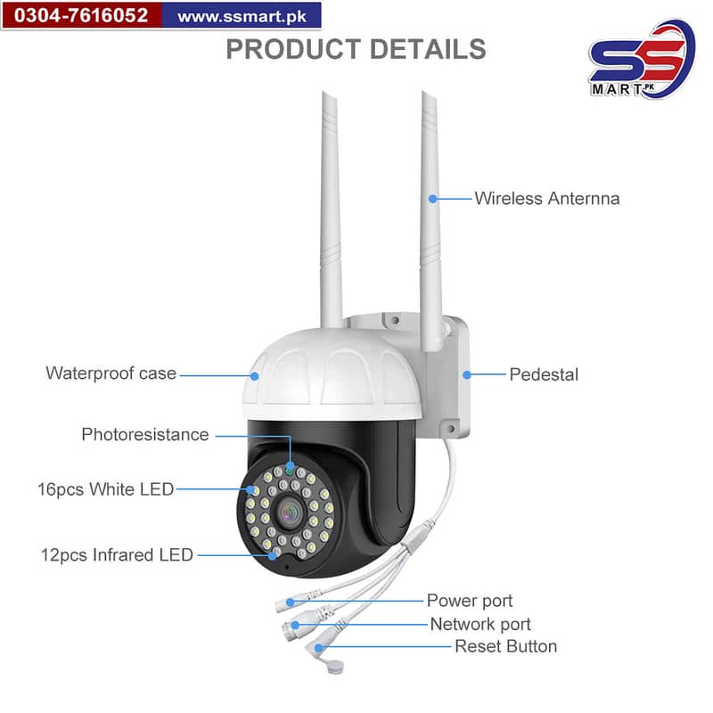 Outdoor Full HD PTZ IP Wireless Security Camera, WiFi CCTV Surveillanc 3