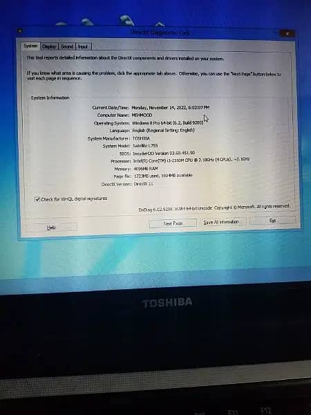 Toshiba Laptop L755S5214 2