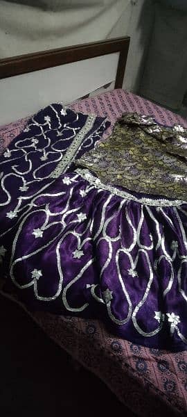 wedding gharara suit in bright red and purple color 7