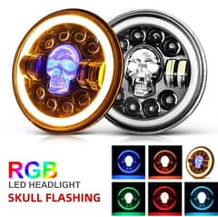 SKULL RGB 7" HeadLight For YBR, CB, GS 150 etx