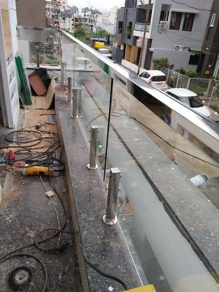 Glass stairs Railings,SS Railings, Balcony Glass, skylight 2