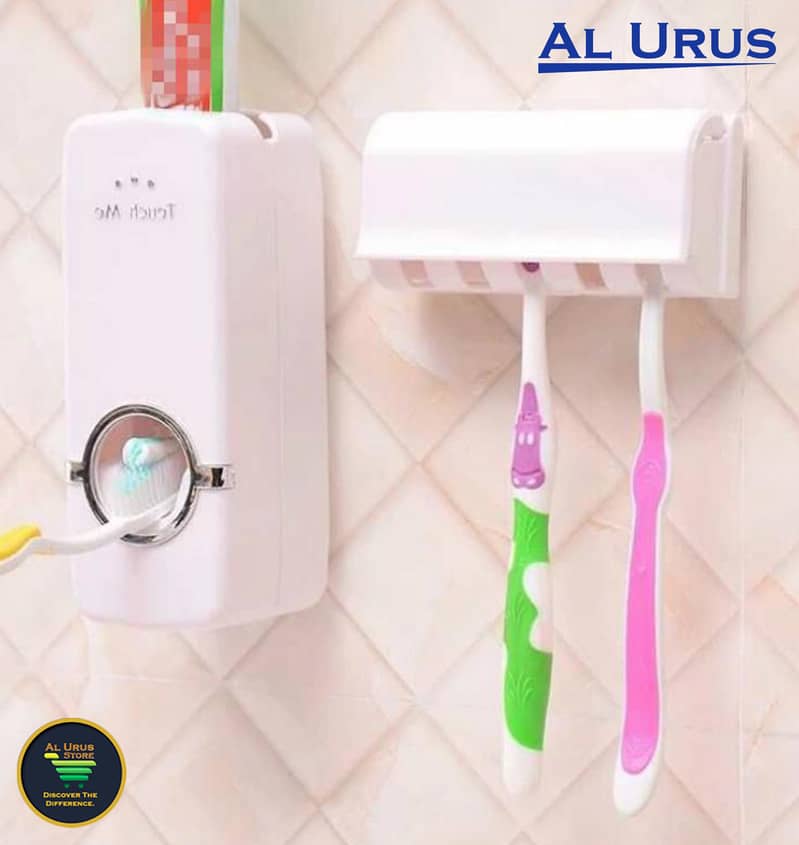 Toothpaste Dispenser & Toothbrush holder Set - High Quality 2