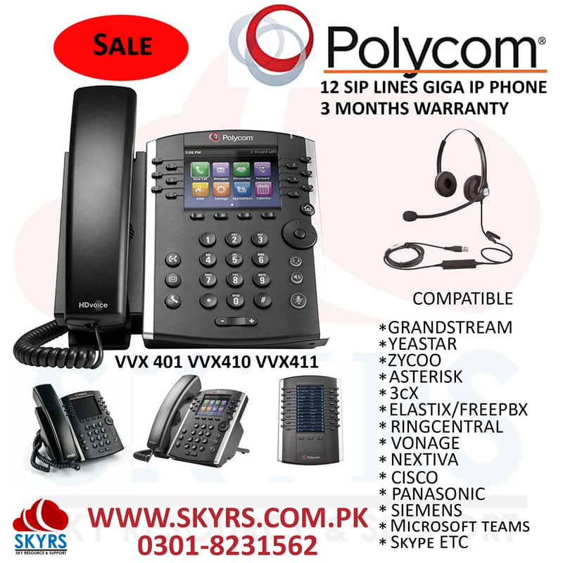 VVX-411 | VVX-500 | VVX-501 | VOIP VONAGE Ringcentral Polycom yealink 9