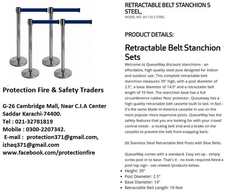 Stanchion Pole (Retractable Belt) S. S for Office, Banks Etc 3
