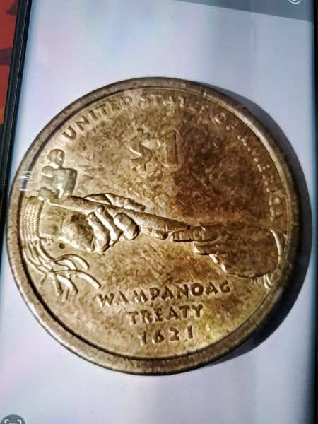 usa coin $1 WAMPANOAG TREATY 1621. 1
