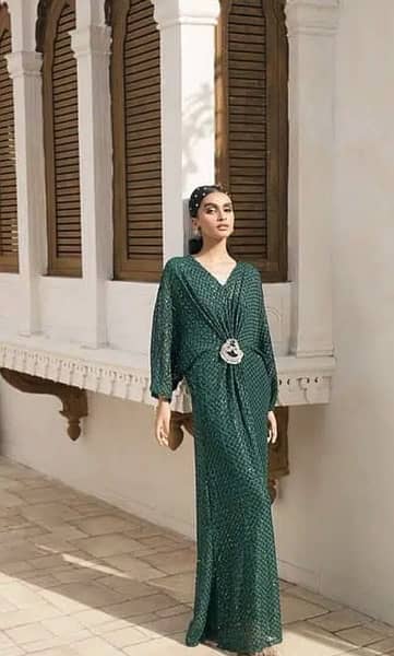 VANYA BRAND TEAL SEQUIN KAFTAN 4