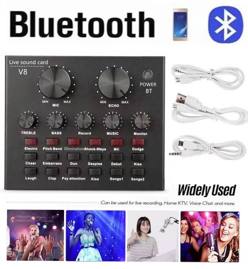 Karaoke Song mixing v8 card,vocal mixer,48 phantom power supply xlr 1