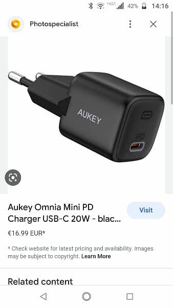 Aukey PD 20w charger for iphone 14 pro max 5