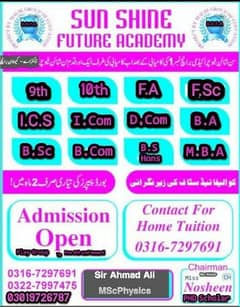 Sun Shine Future Academy Provides Male & Female Home Tutors