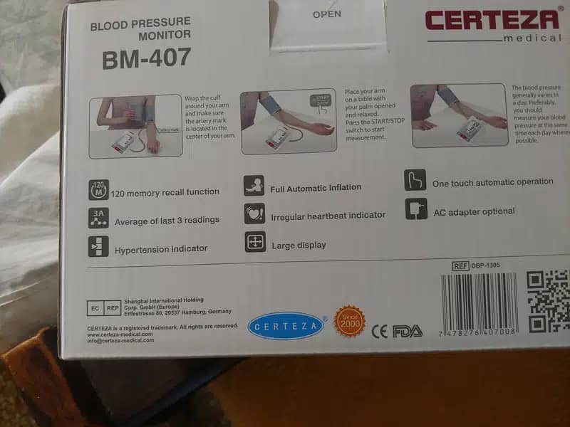 Certeza BM 407 - Digital Blood Pressure Monitor - (White & Grey) 2