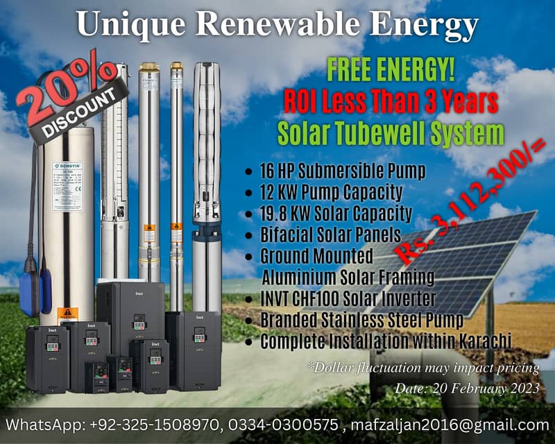 solar tubewell pumping system with 20% off s;; 0