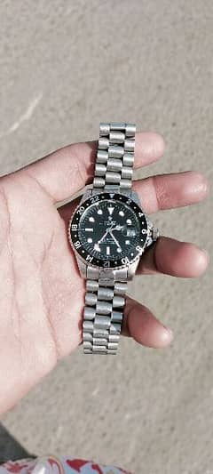 Rolex automatic watch with steel chain