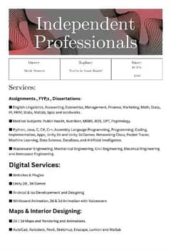 Independent Professionals Providing Academic,Research,digital services