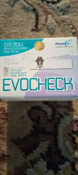 NEW EVOCHECK BLOOD GLUCOSE 50 TEST STRIPS GS700 FOR GM700S METER. LAST
