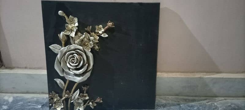 BEAUTIFUL 3D GOLD ROSE PICTURE PAINTING BLACK GOLDEN COLOR DINING ROOM 0