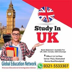 Study and work in Uk and Bank statement facility available