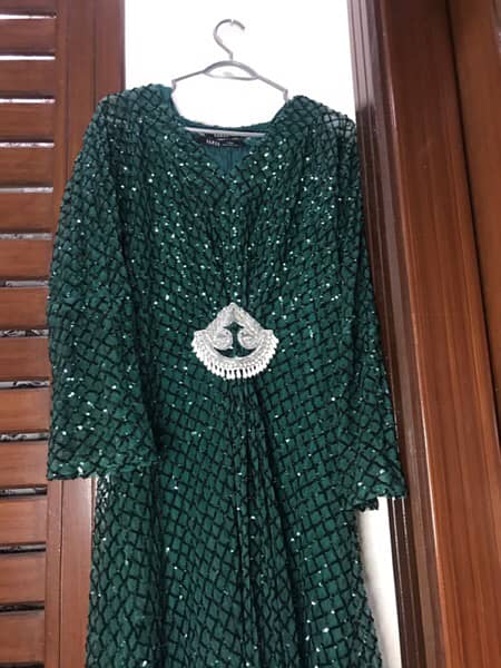 VANYA BRAND TEAL SEQUIN KAFTAN 1