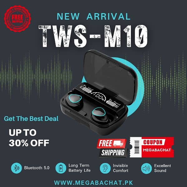 M10 Bluetooth Wireless Earbuds  5.1 8