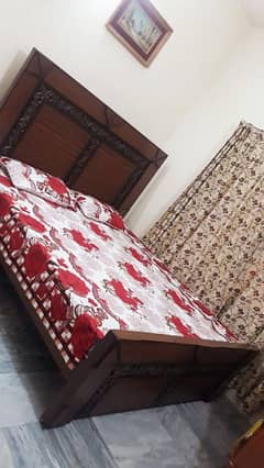 Wooden double bed, king size, with mattress 0