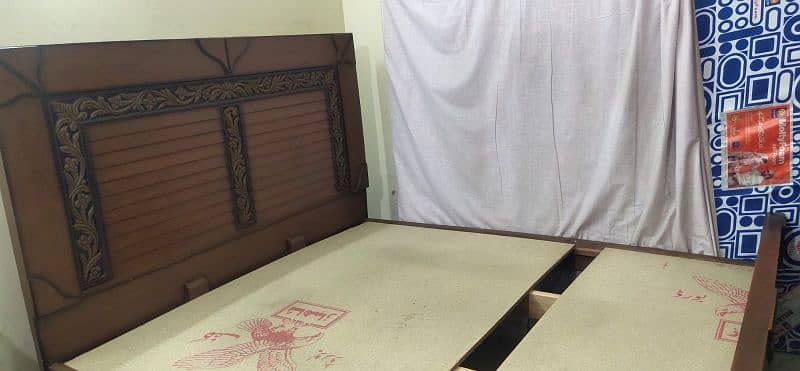 Wooden double bed, king size, with mattress 2