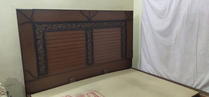 Wooden double bed, king size, with mattress 5