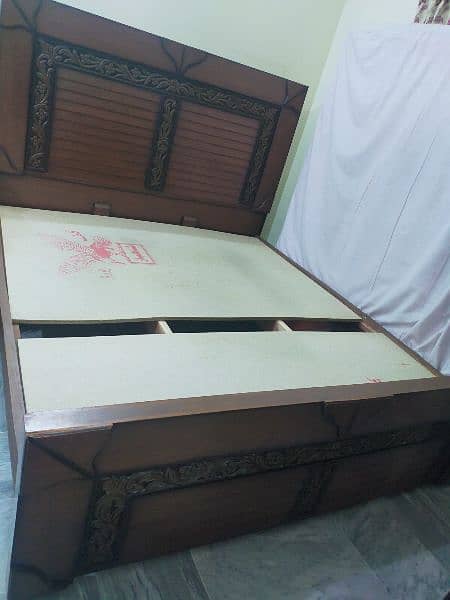 Wooden double bed, king size, with mattress 10