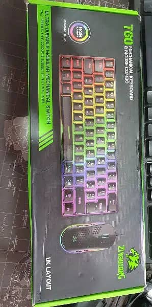 ZIYOULANG T60 RGB Mechanical Keyboard 62key, Mouse and Mouse Pad Combo 1