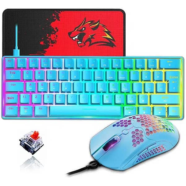 ZIYOULANG T60 RGB Mechanical Keyboard 62key, Mouse and Mouse Pad Combo 2