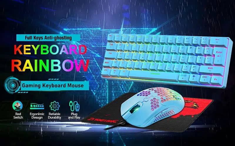 ZIYOULANG T60 RGB Mechanical Keyboard 62key, Mouse and Mouse Pad Combo 5