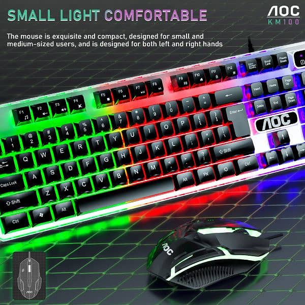 AOC KM100 Wired Gaming Keyboard/6 Button Mouse Set Computers & Accessories 1066999127