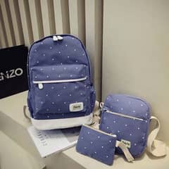 School Bag, Polka Dot Canvas Travel Laptop Backpack with Shoulder 0