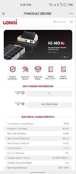 545 Watt Longi Solar Panel double Glass byficial "A" Grade 3