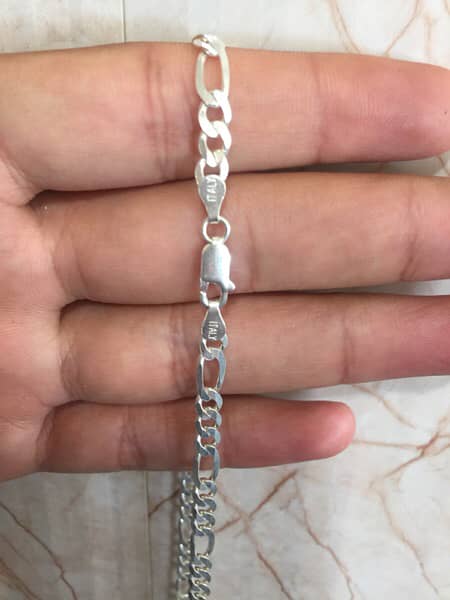 Silver Braclet with stone & Italian Chain 9