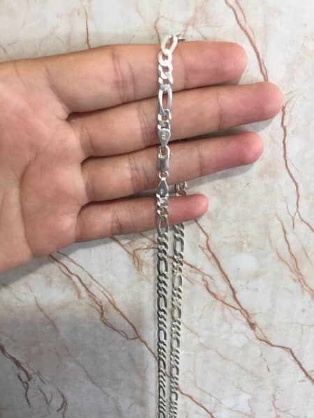 Silver Braclet with stone & Italian Chain 12
