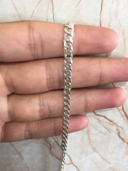 Silver Braclet with stone & Italian Chain 13