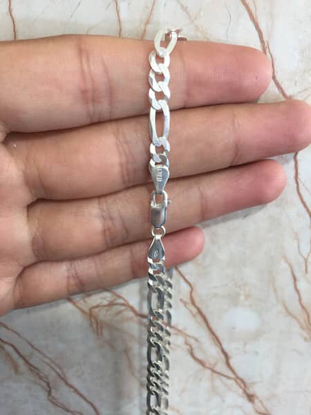 Silver Braclet with stone & Italian Chain 14