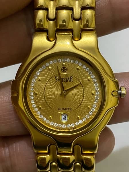 Swistar 18k gold electroplated watch 8