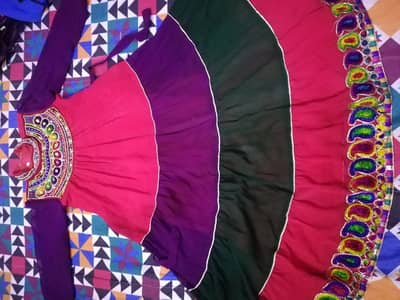 multi color frock with dupatta