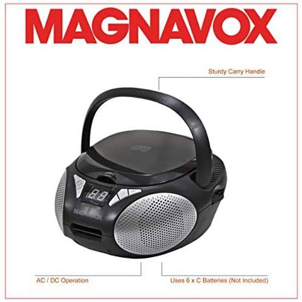 Magnavox Stereo boombox with Bluetooth CD CD-R/CD-RW AM/FM Radio AUX 12