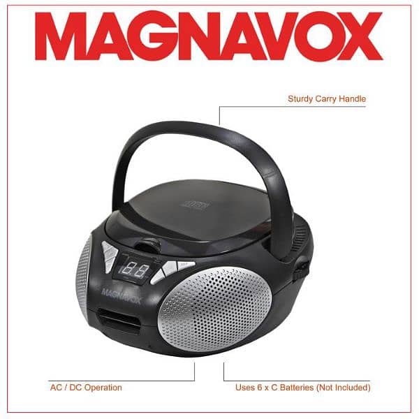 Magnavox Stereo boombox with Bluetooth CD CD-R/CD-RW AM/FM Radio AUX 6